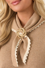 Bound to Impress Gold Ribbed Knot Brooch