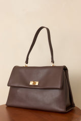 All Sorted Out Espresso Faux Leather Top Handle Satchel