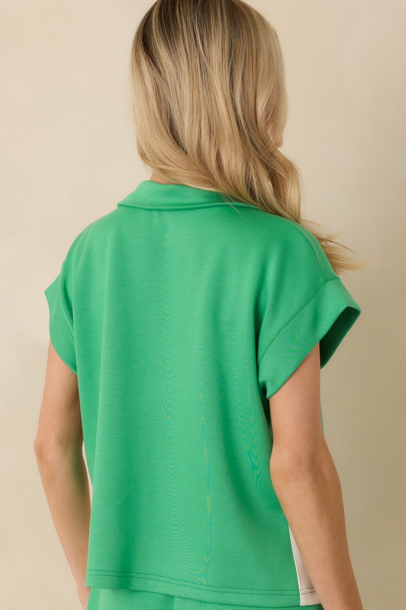 A Little Lift Kelly Green Knit Contrast Zip Top