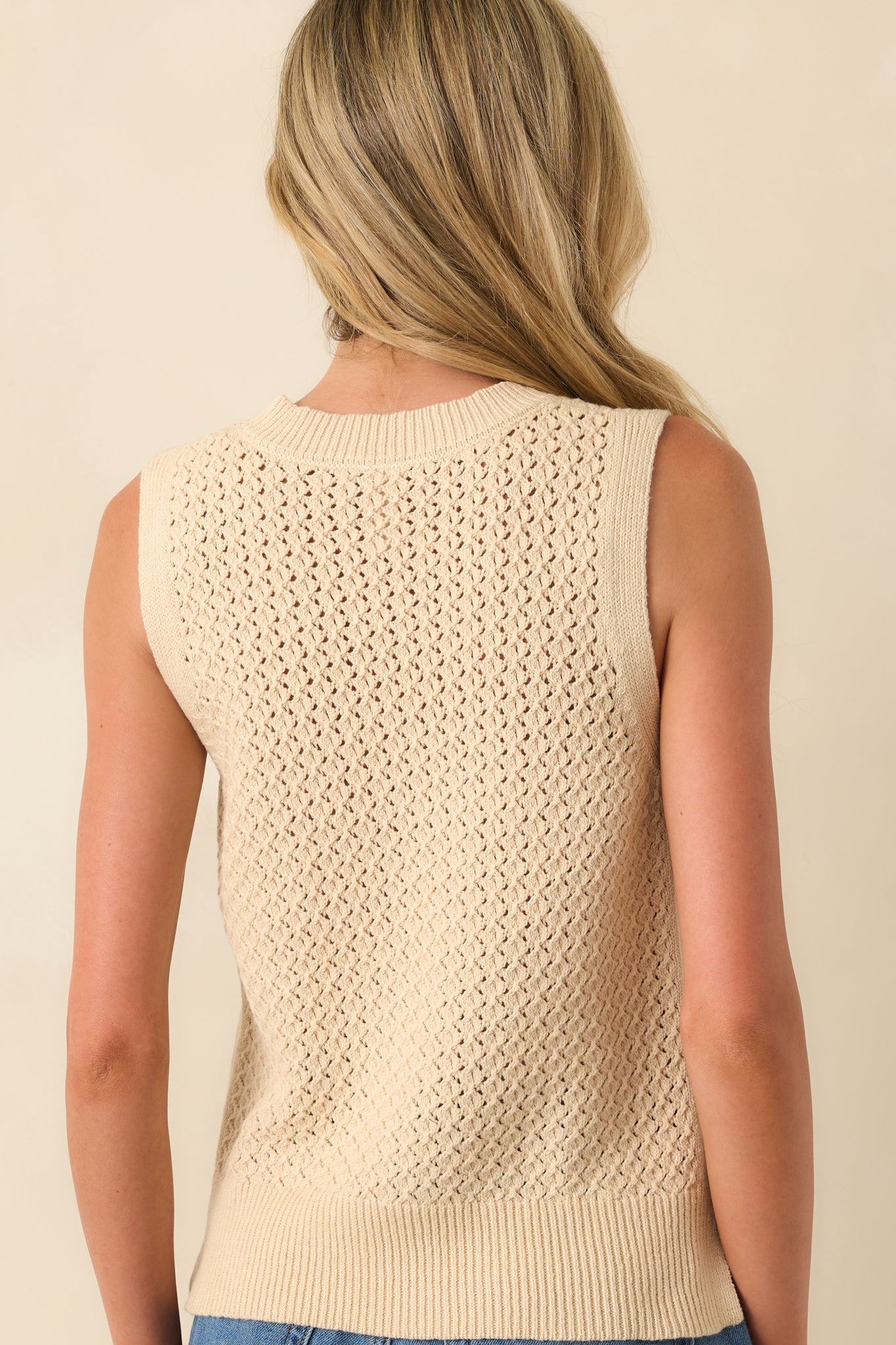 Better Than Ever Beige Knit Sleeveless Top