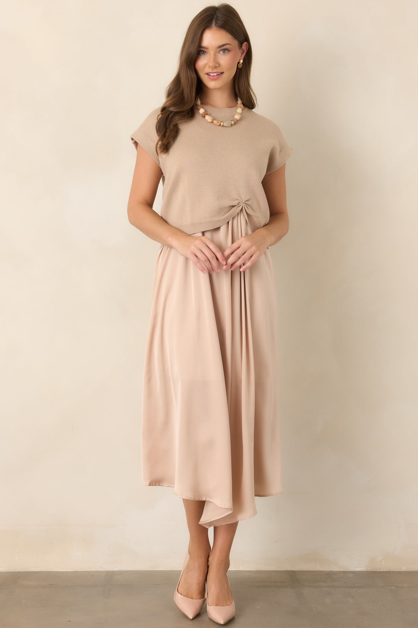 All Pulled Together Beige Knit Sweater