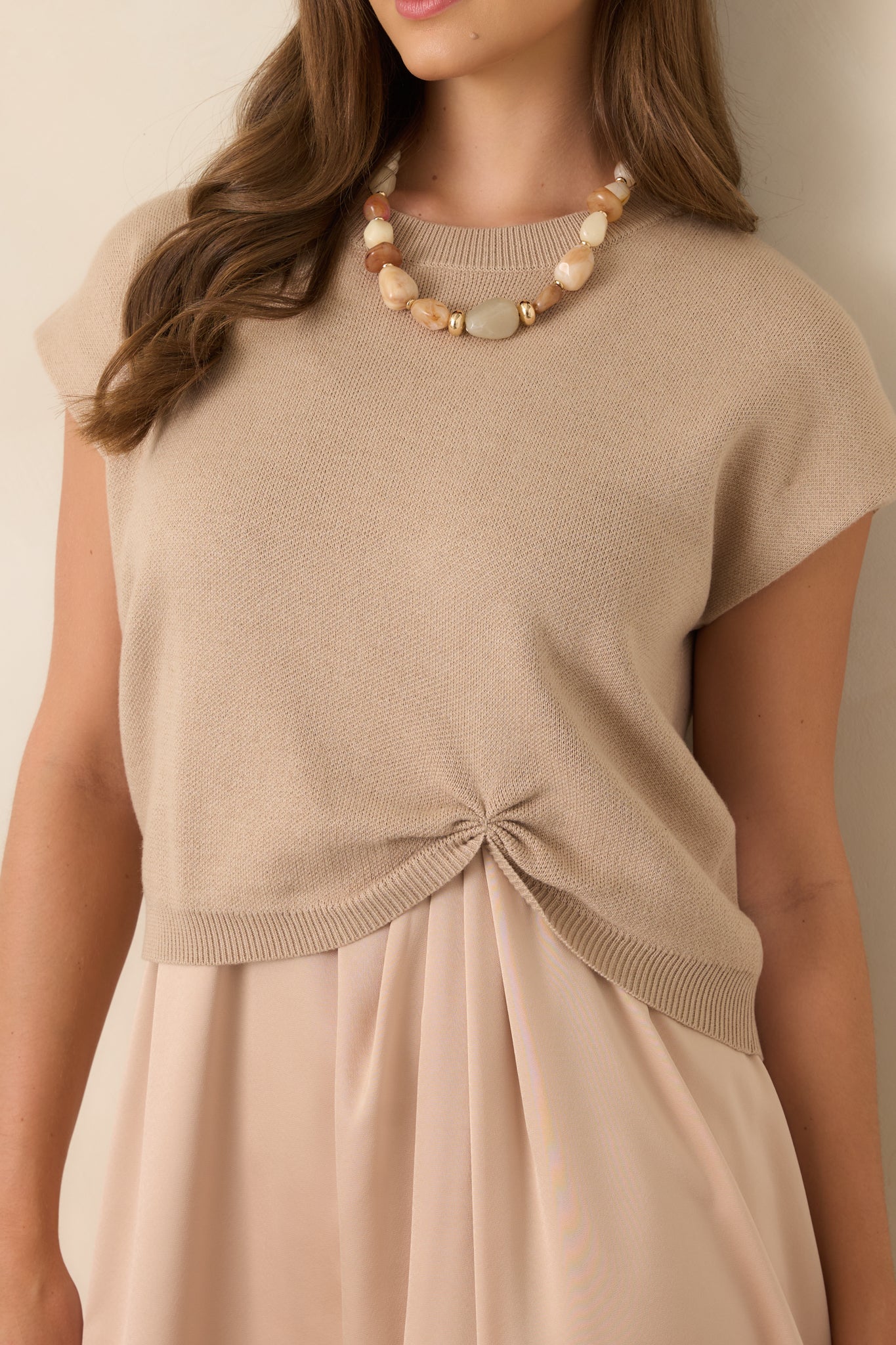 All Pulled Together Beige Knit Sweater