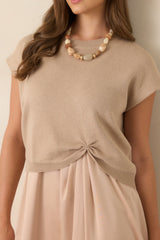 All Pulled Together Beige Knit Sweater