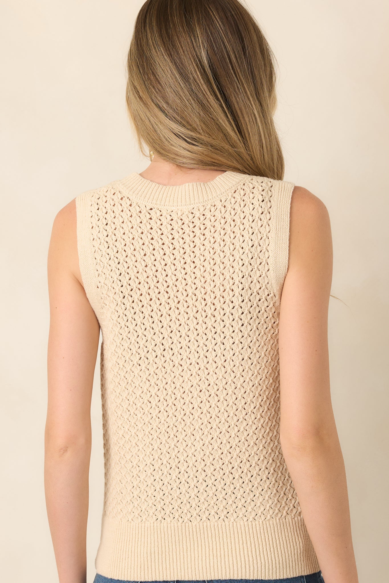 Better Than Ever Beige Knit Sleeveless Top