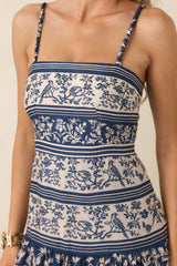Anna Cate Jasper Blue Menagerie Stripe Midi Dress