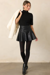 En Saison Aileen Black Faux Leather Mini Skirt