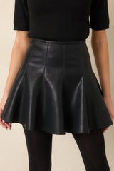 En Saison Aileen Black Faux Leather Mini Skirt