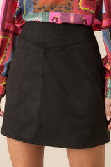 Dressed to Persuade Black Faux Suede Mini Skort