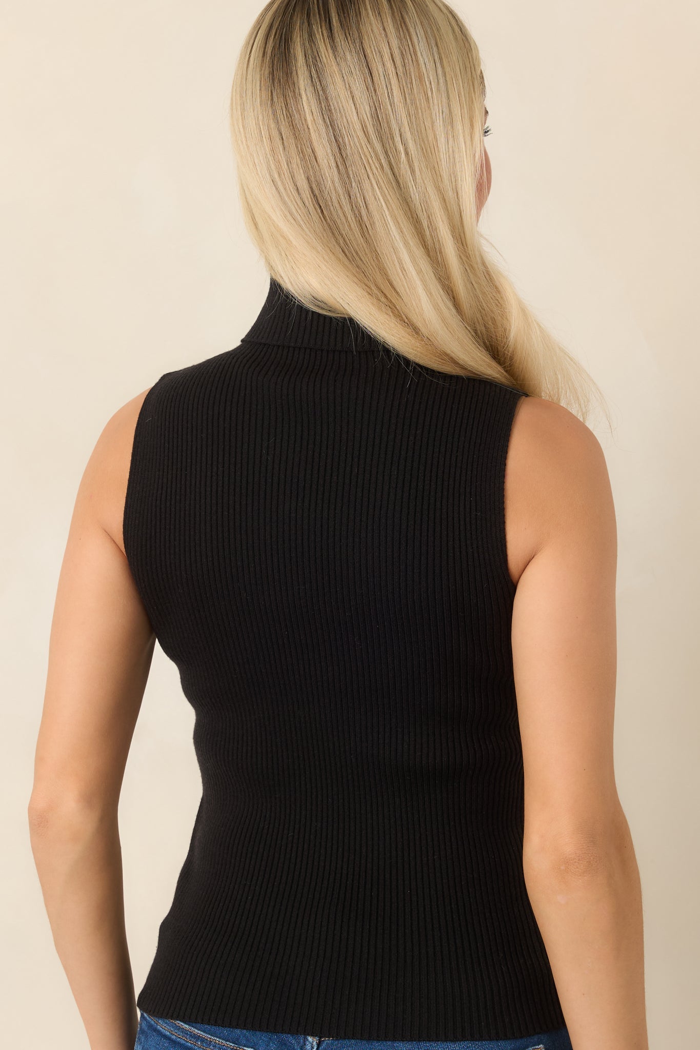Astrid Wilco Black Essential Sleeveless Turtleneck Top