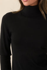 Comfortable Charm Black Turtleneck Sweater