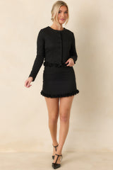 ASTR the Label Claire Black Tweed Beaded Flower Skirt