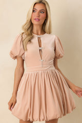 Couldn't Be Sweeter Blush Pink Stretch Velvet Bow Detail Mini Dress