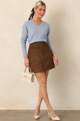 Dressed to Persuade Brown Faux Suede Mini Skort