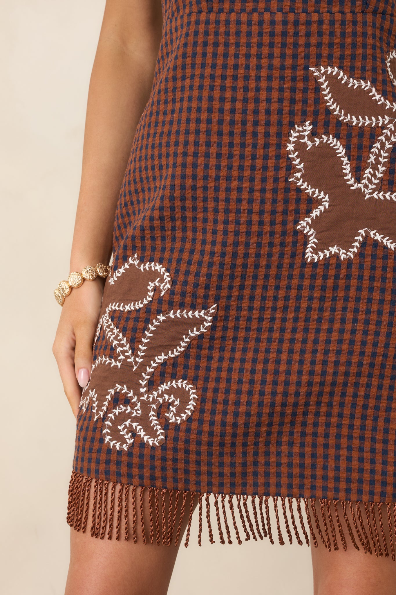 Anna Cate Holly Vinewood Rust Gingham Cotton Mini Dress