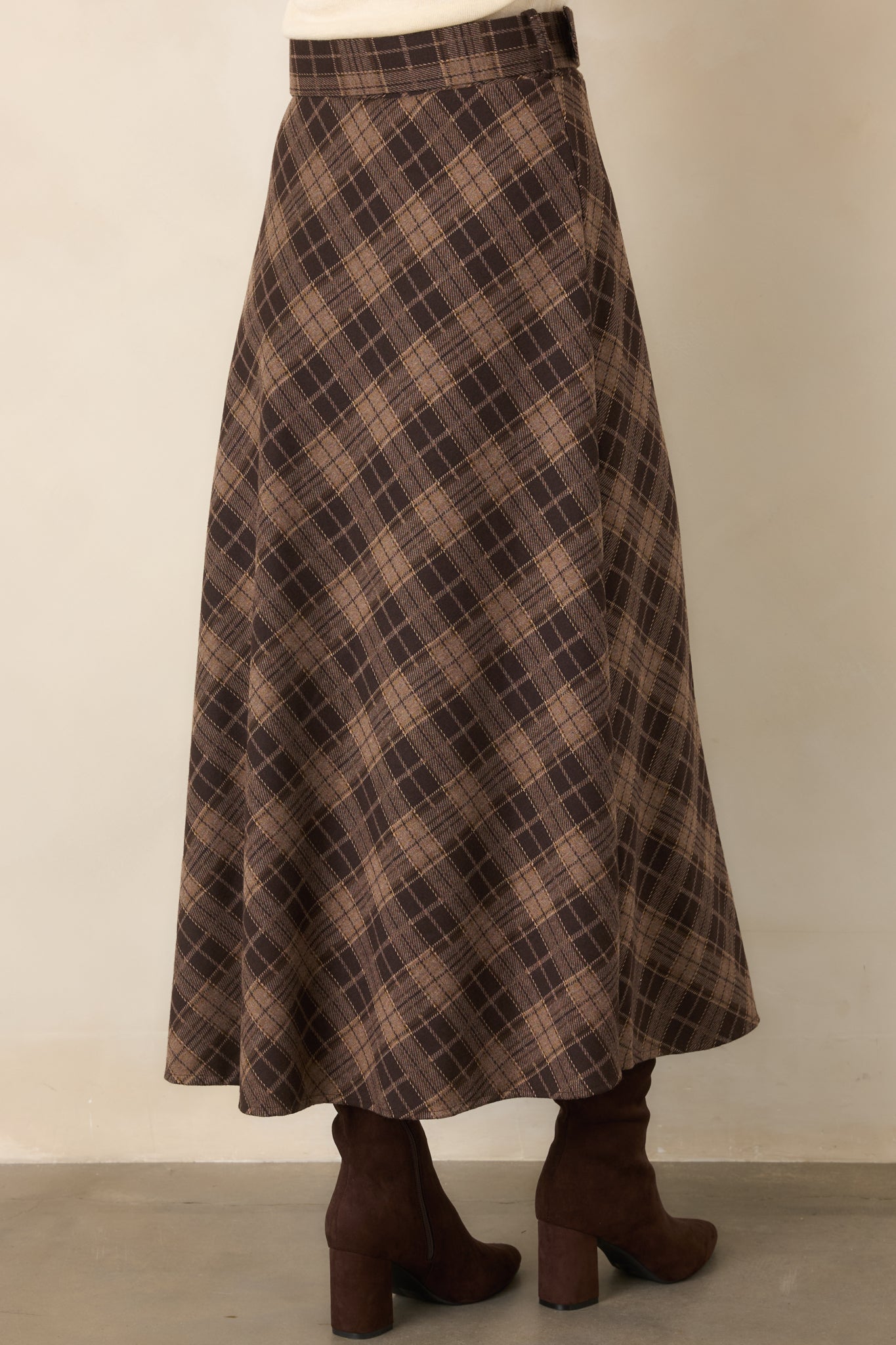 Astrid Brown Ada Plaid Maxi Skirt