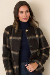 A Certain Air About You Brown Plaid Wool Blend Jacket