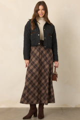 Astrid Brown Ada Plaid Maxi Skirt
