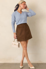Dressed to Persuade Brown Faux Suede Mini Skort