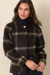 A Certain Air About You Brown Plaid Wool Blend Jacket