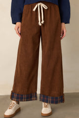 Casual Charm Contrast Cuff Brown & Navy Pants