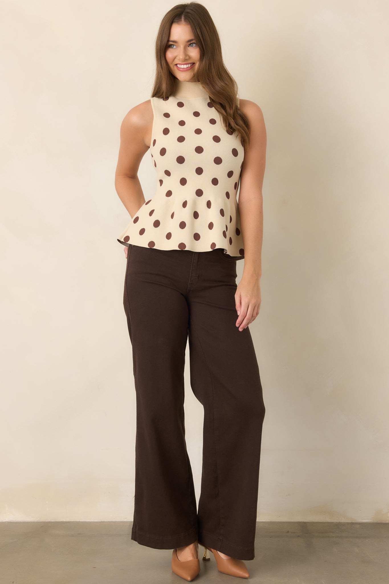 Always On Trend Dark Brown High Rise Wide Leg Jeans