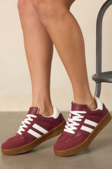 Chasing Chill Burgundy Faux Suede Lace-Up Sneakers