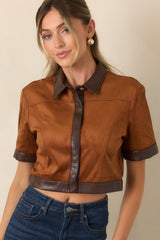 Anna Cate Boston Camel Faux Suede Cropped Top