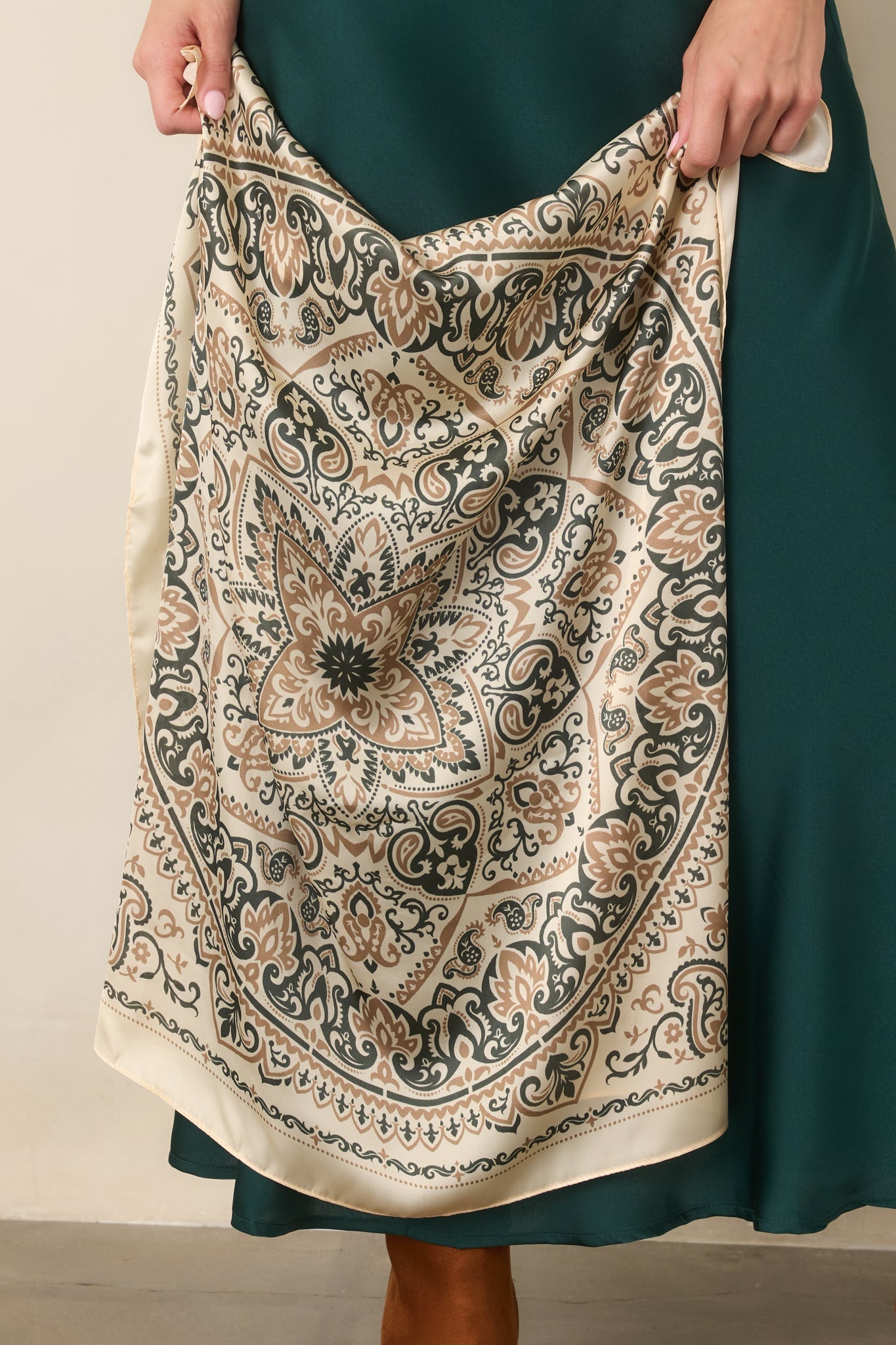 A Pattern of Distinction Ivory Multi Paisley Print Square Scarf