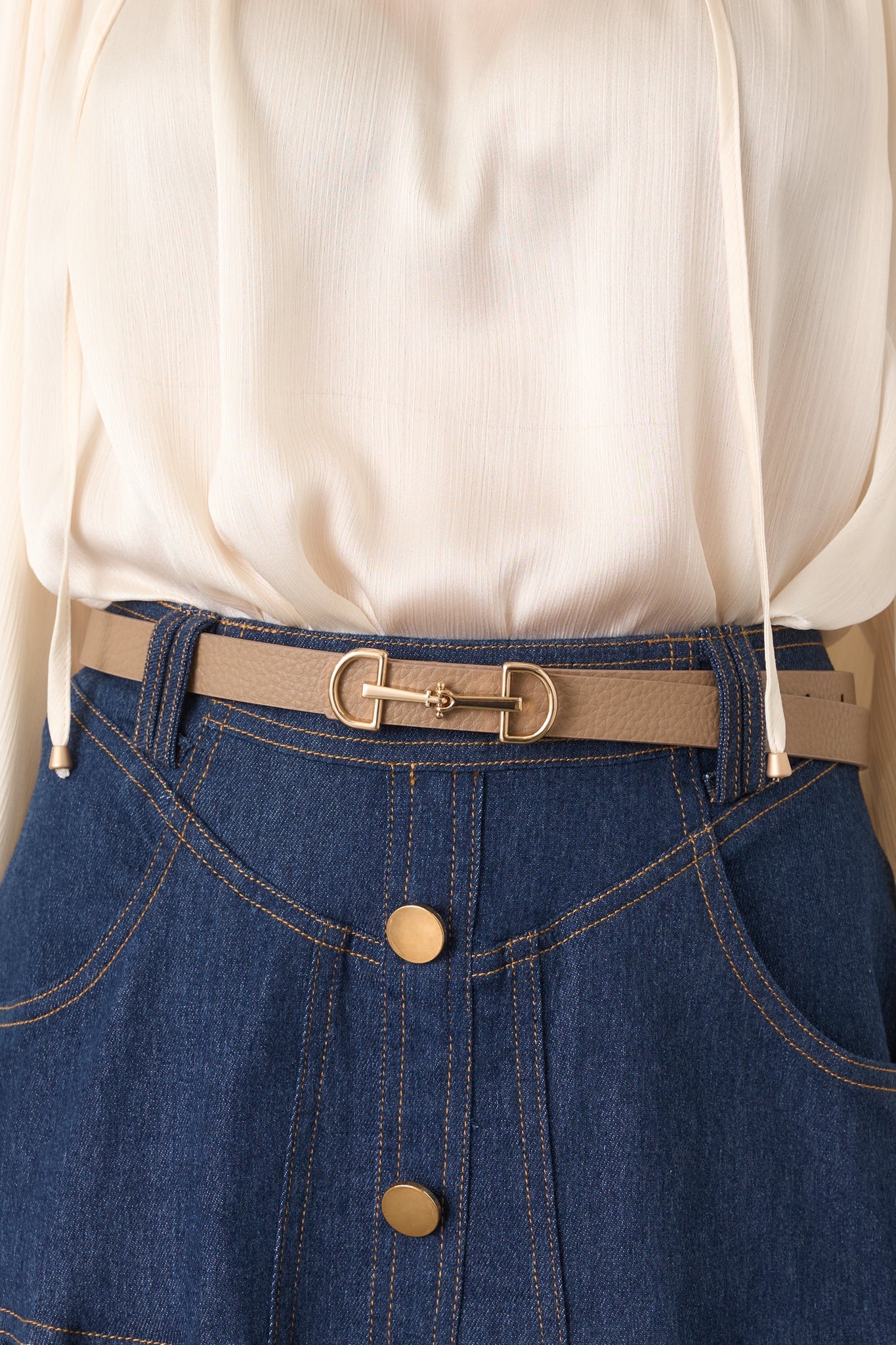 Endless Charm Taupe Textured Faux Leather Belt