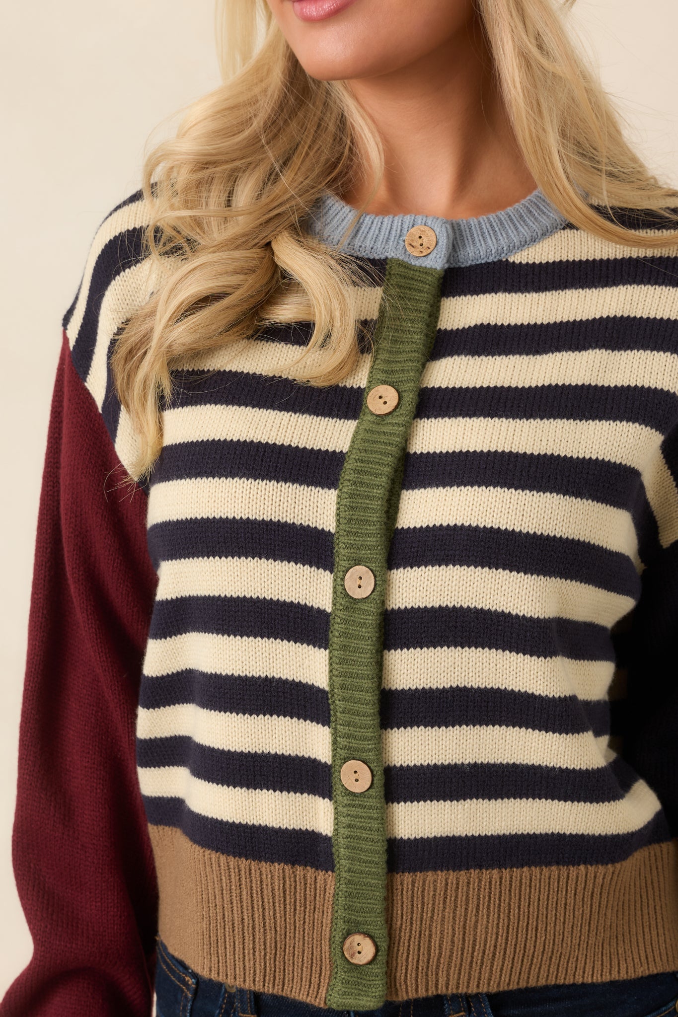 A Little of Everything Navy Multi Stripe Colorblock Cardigan