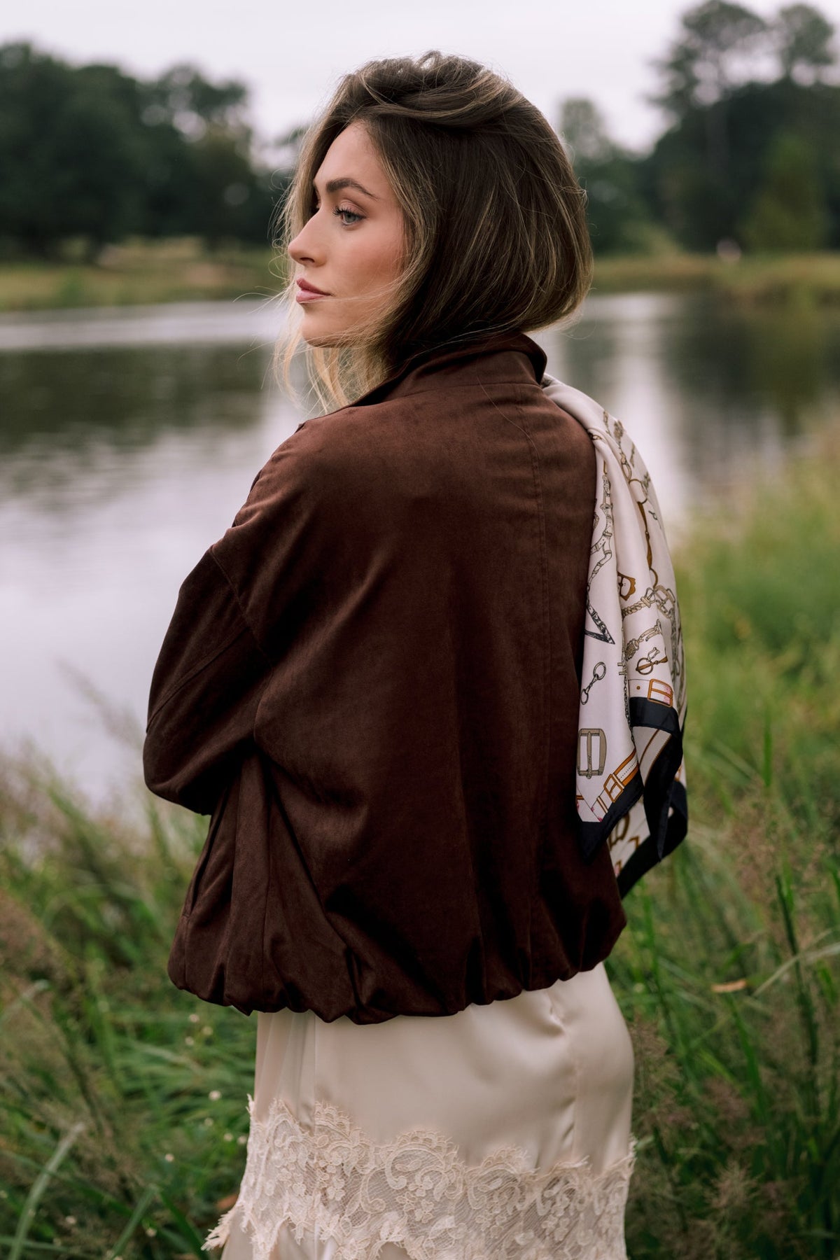A Smooth Departure Chocolate Brown Faux Suede Bomber Jacket