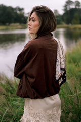 A Smooth Departure Chocolate Brown Faux Suede Bomber Jacket