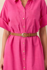 Always in Place Cognac Brown Woven Texture Faux Leather Belt