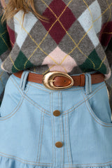 Coming Around Again Cognac Faux Leather Belt