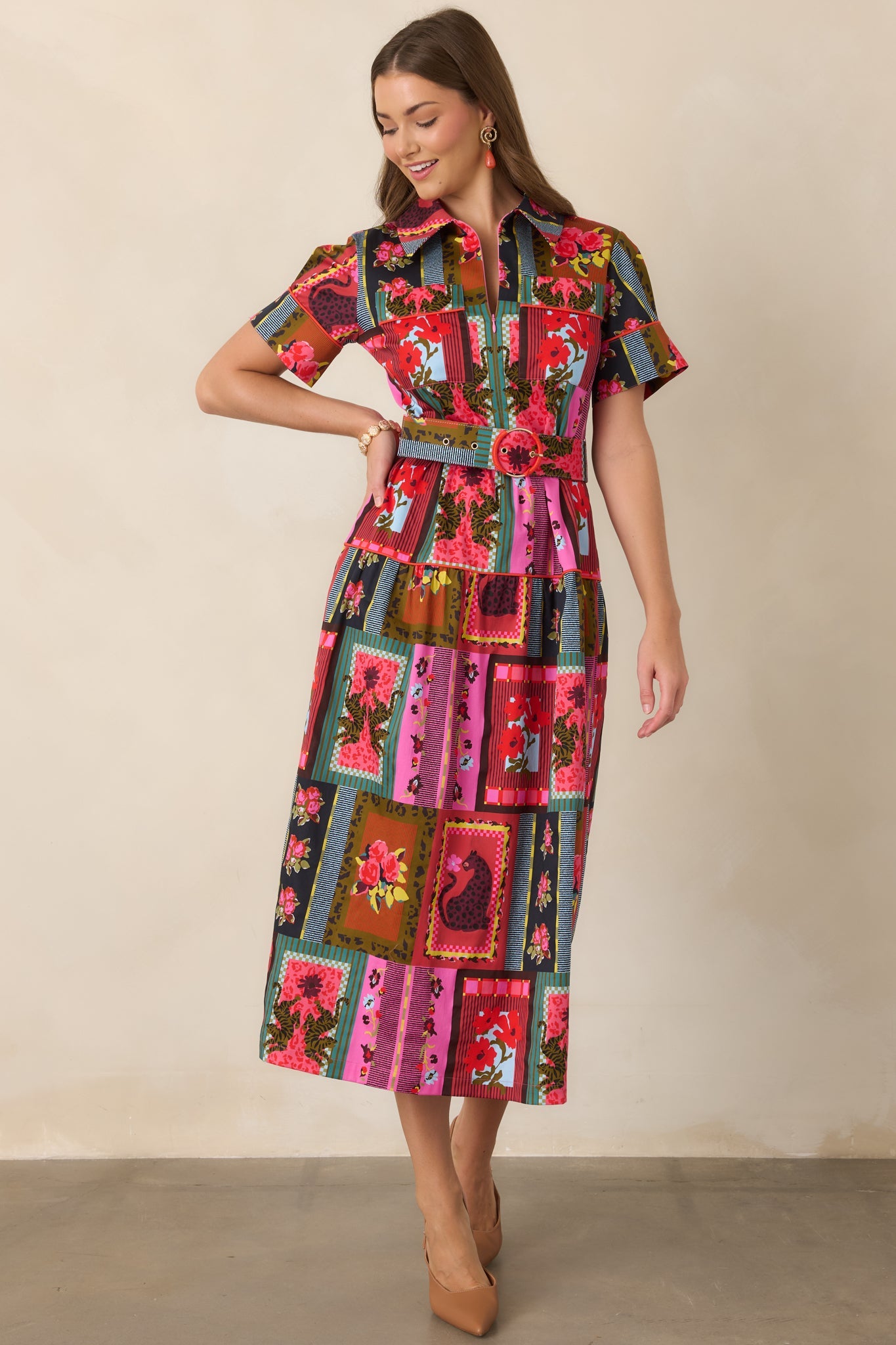 CROSBY Fairiss Vintage Vignette Multi Belted Maxi Dress