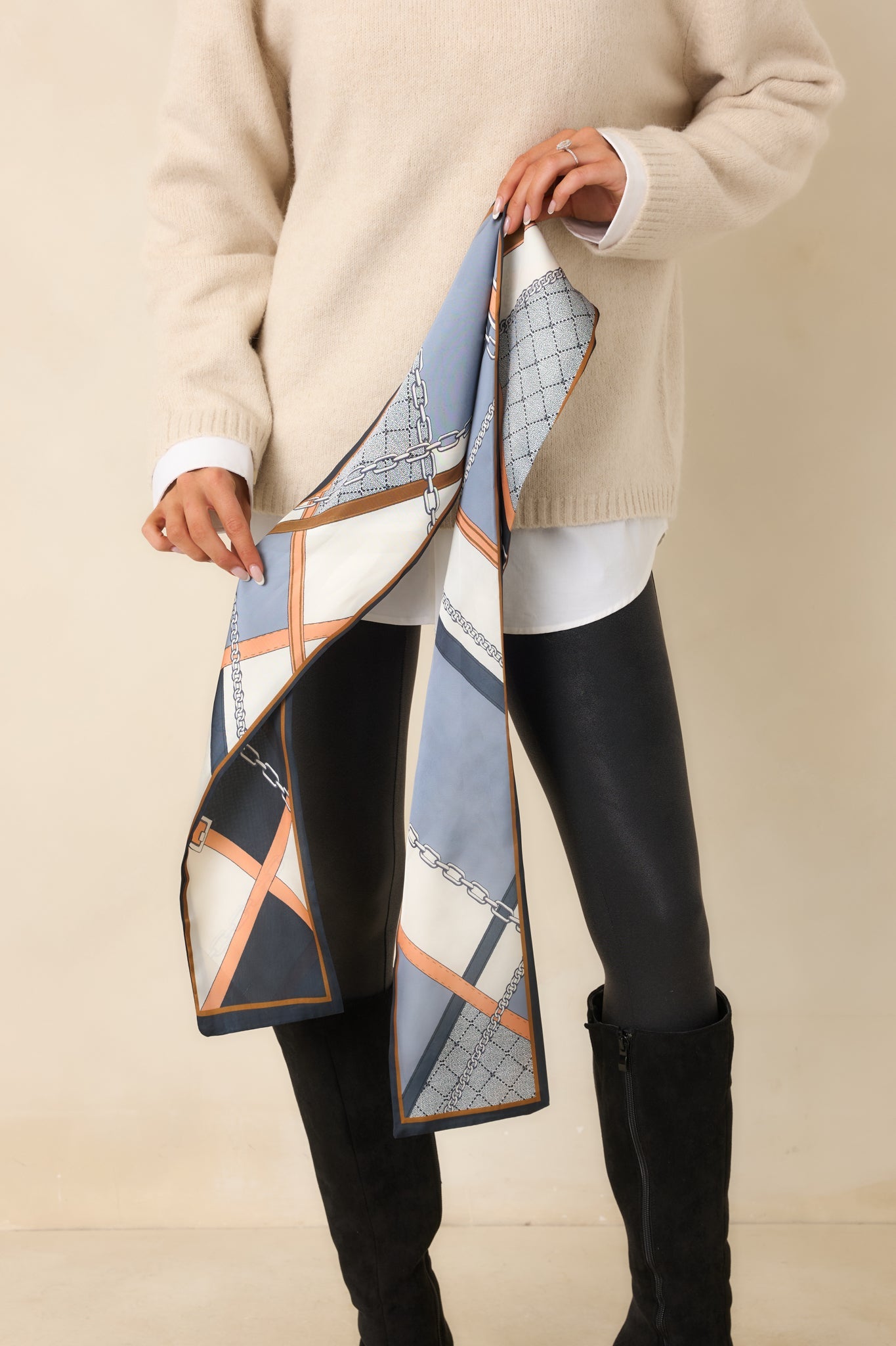 A World of Possibility Navy Multi Chain Print Scarf
