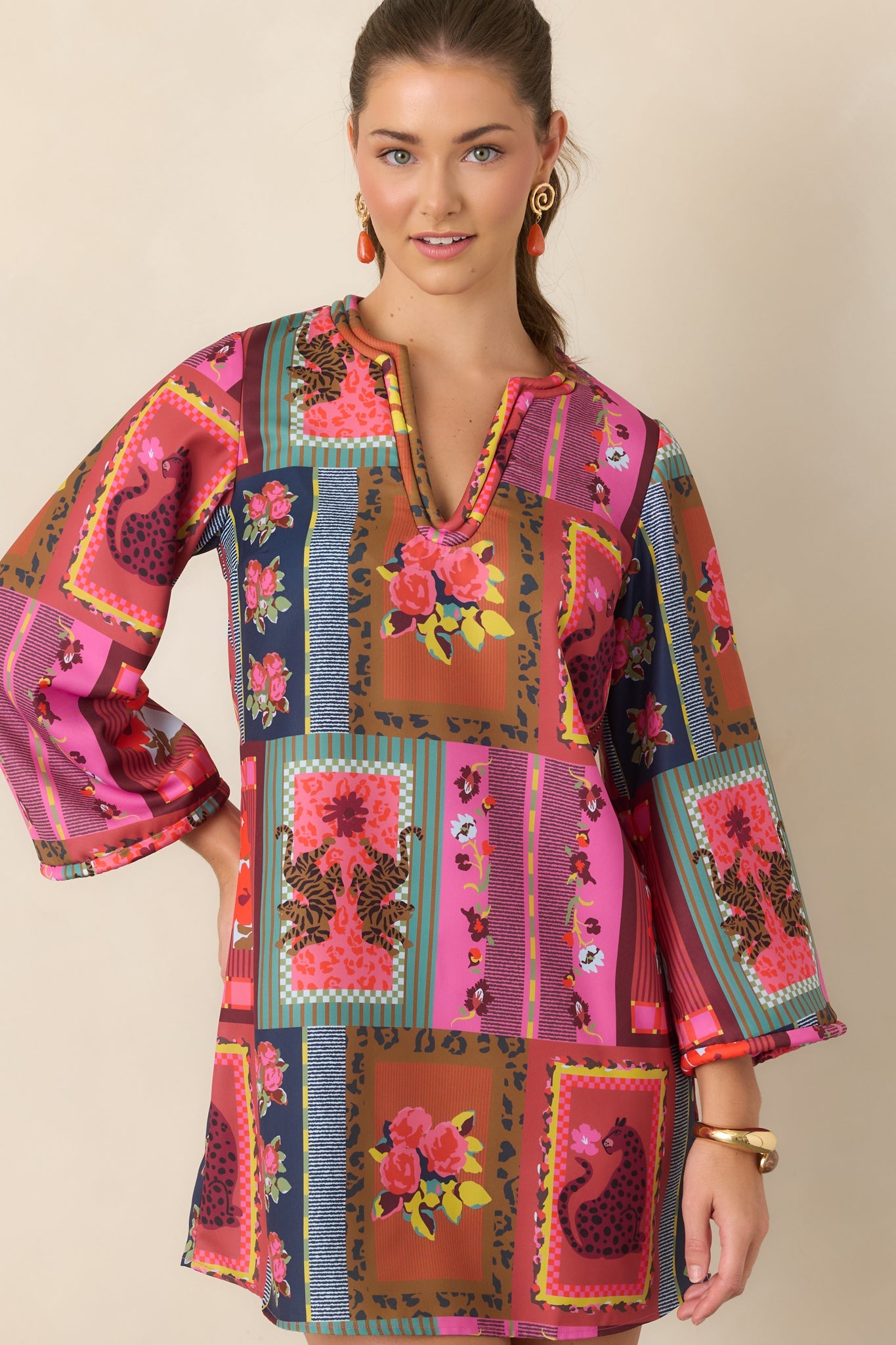 CROSBY Skyler Vintage Vignette Multi Mini Dress