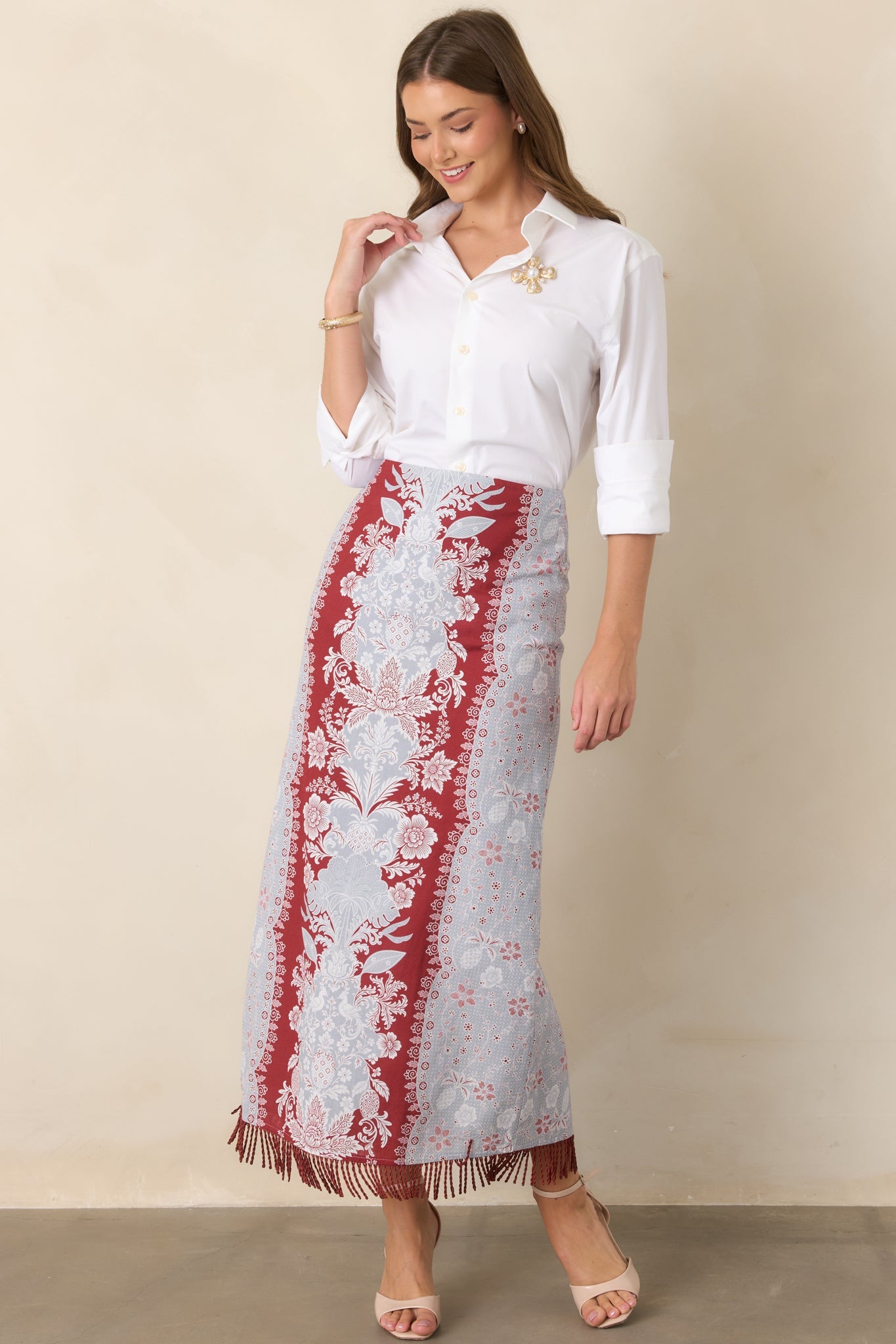 Anna Cate Dillon Frost Floral Midi Skirt