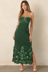 Anna Cate Hayden Green Regal Scallop Strapless Midi Dress
