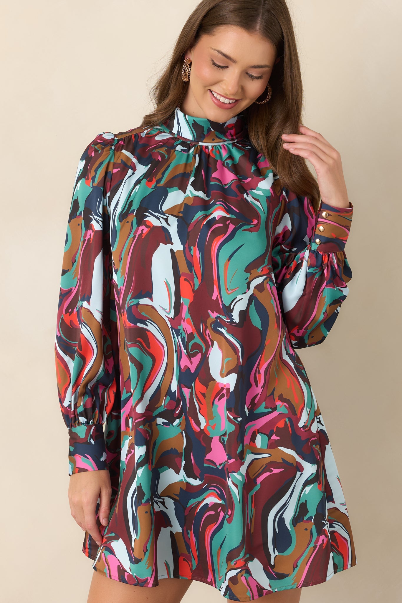 CROSBY Carter Color Current Multi Abstract Mini Dress