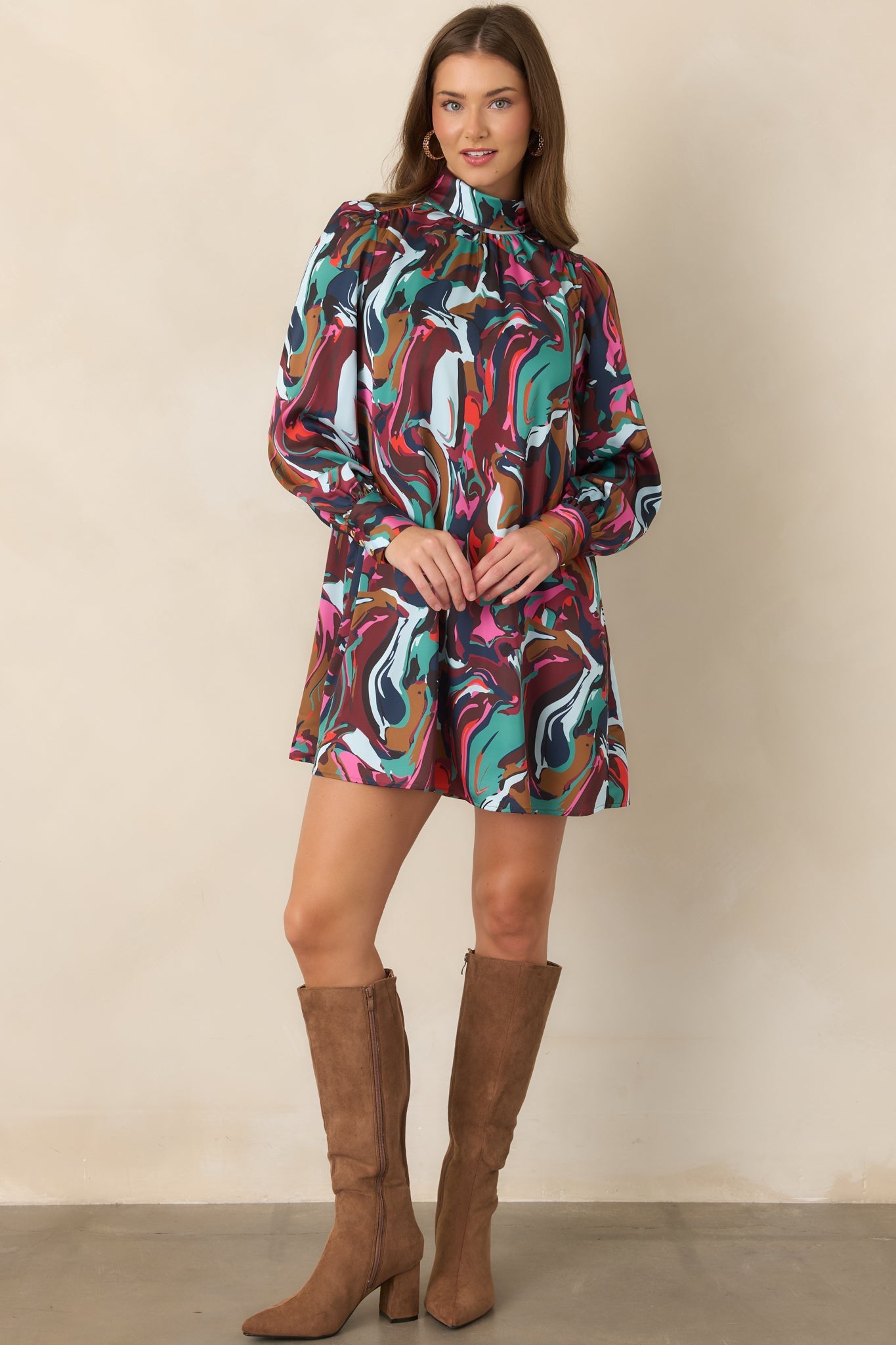 CROSBY Carter Color Current Multi Abstract Mini Dress