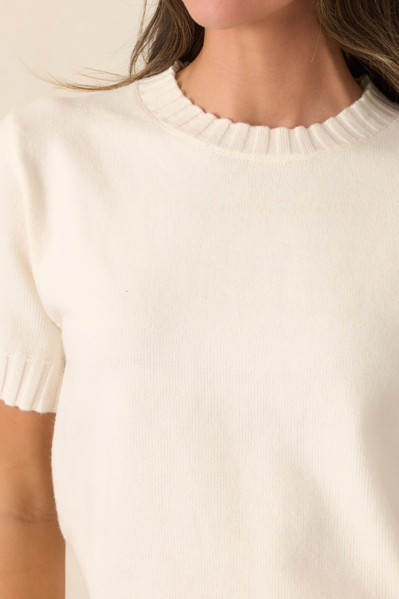 Astrid Maisie Ivory Knit Short Sleeve Sweater