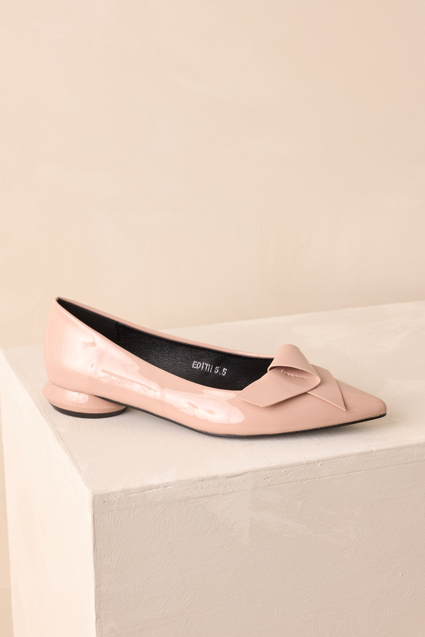 All These Years Beige Patent Faux Leather Pointed Toe Flats