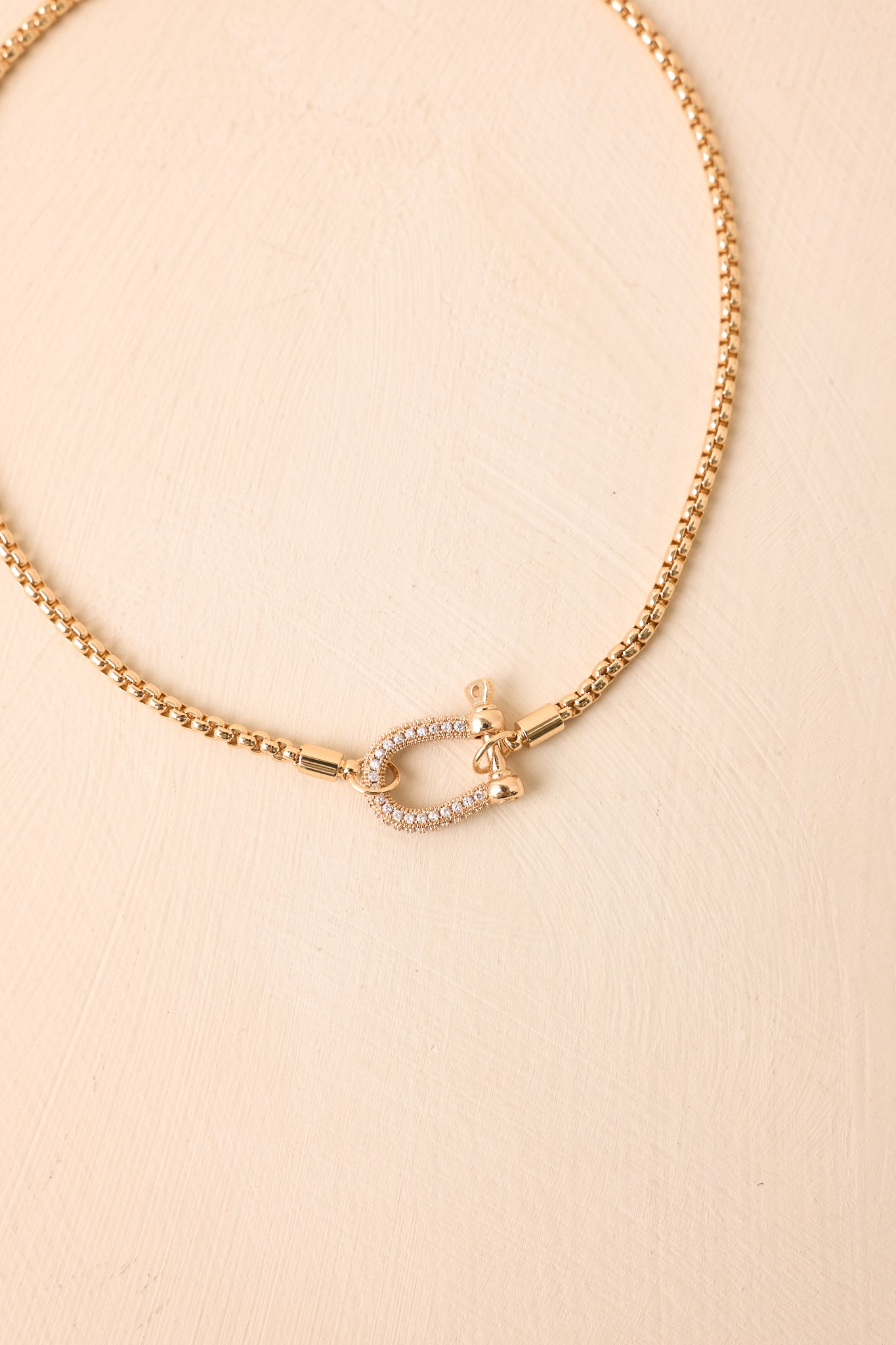 Can't Let Go Gold & Crystal Shackle Box Chain Necklace