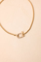 Can't Let Go Gold & Crystal Shackle Box Chain Necklace