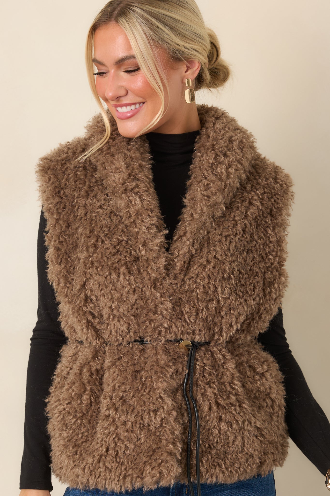 By the Fireside Mocha Faux Fur Vest