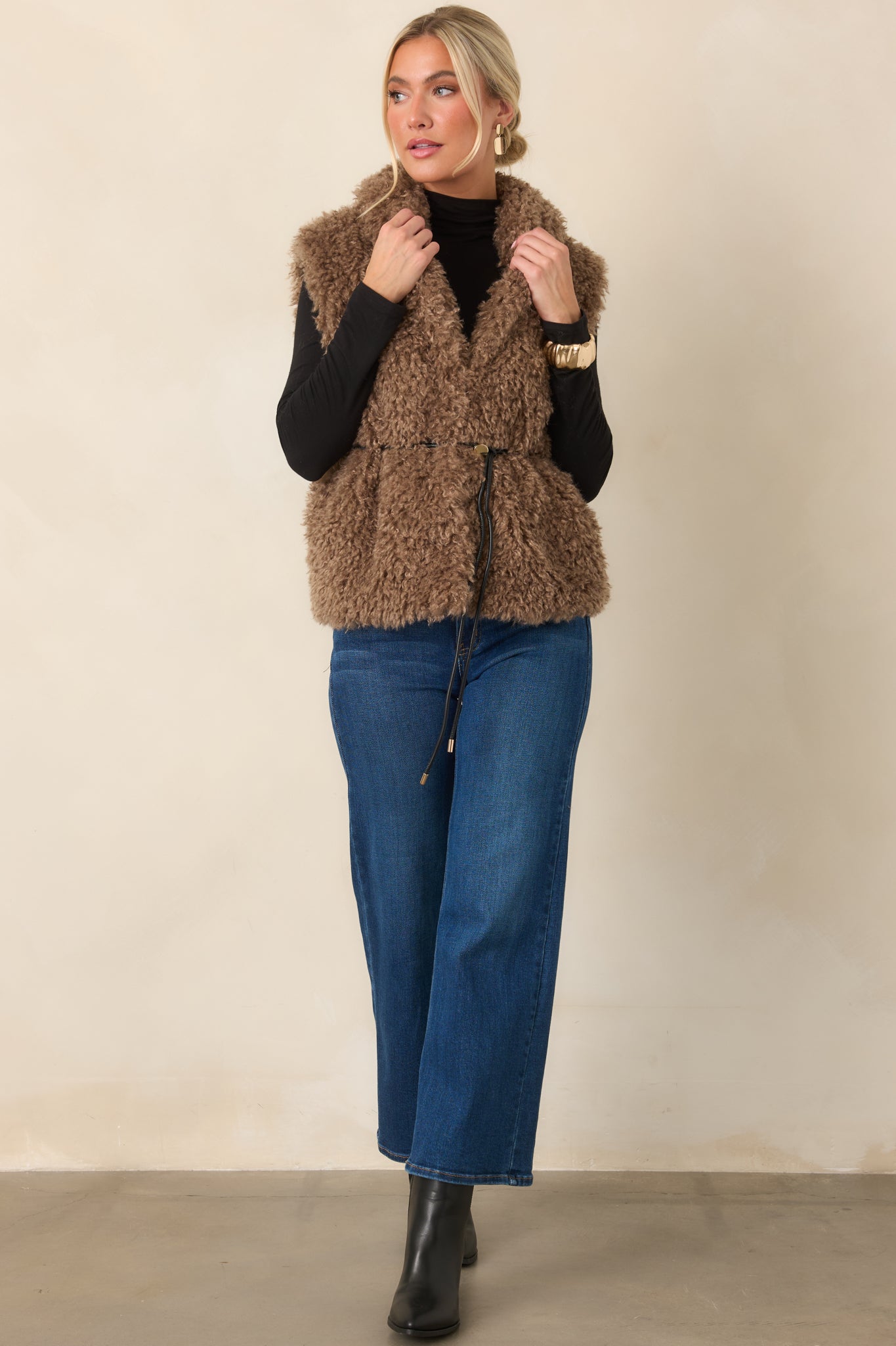 By the Fireside Mocha Faux Fur Vest