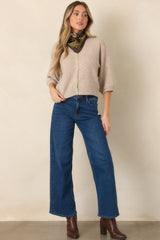 All in Stride Dark Wash High Rise Cropped Wide Leg Jeans