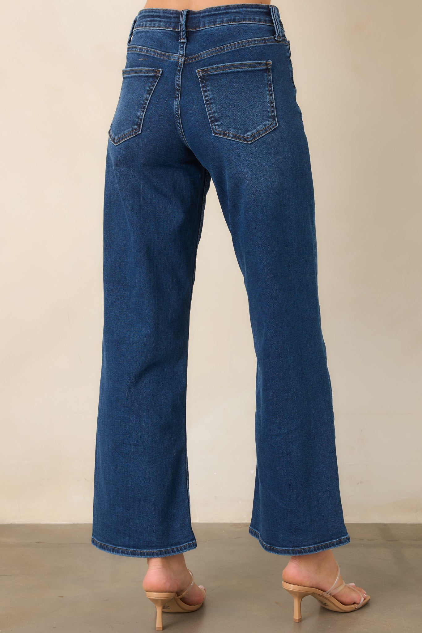 All in Stride Dark Wash High Rise Cropped Wide Leg Jeans