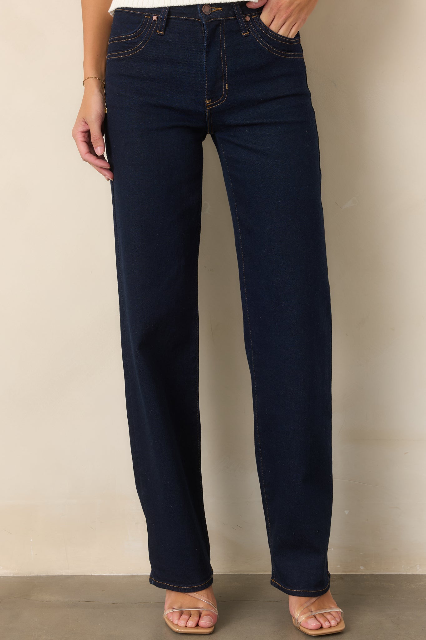 Double Down Dark Wash High Rise Wide Leg Jeans